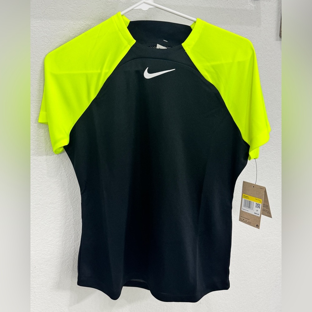 Nike Black and Neon Yellow Sports women Shirt